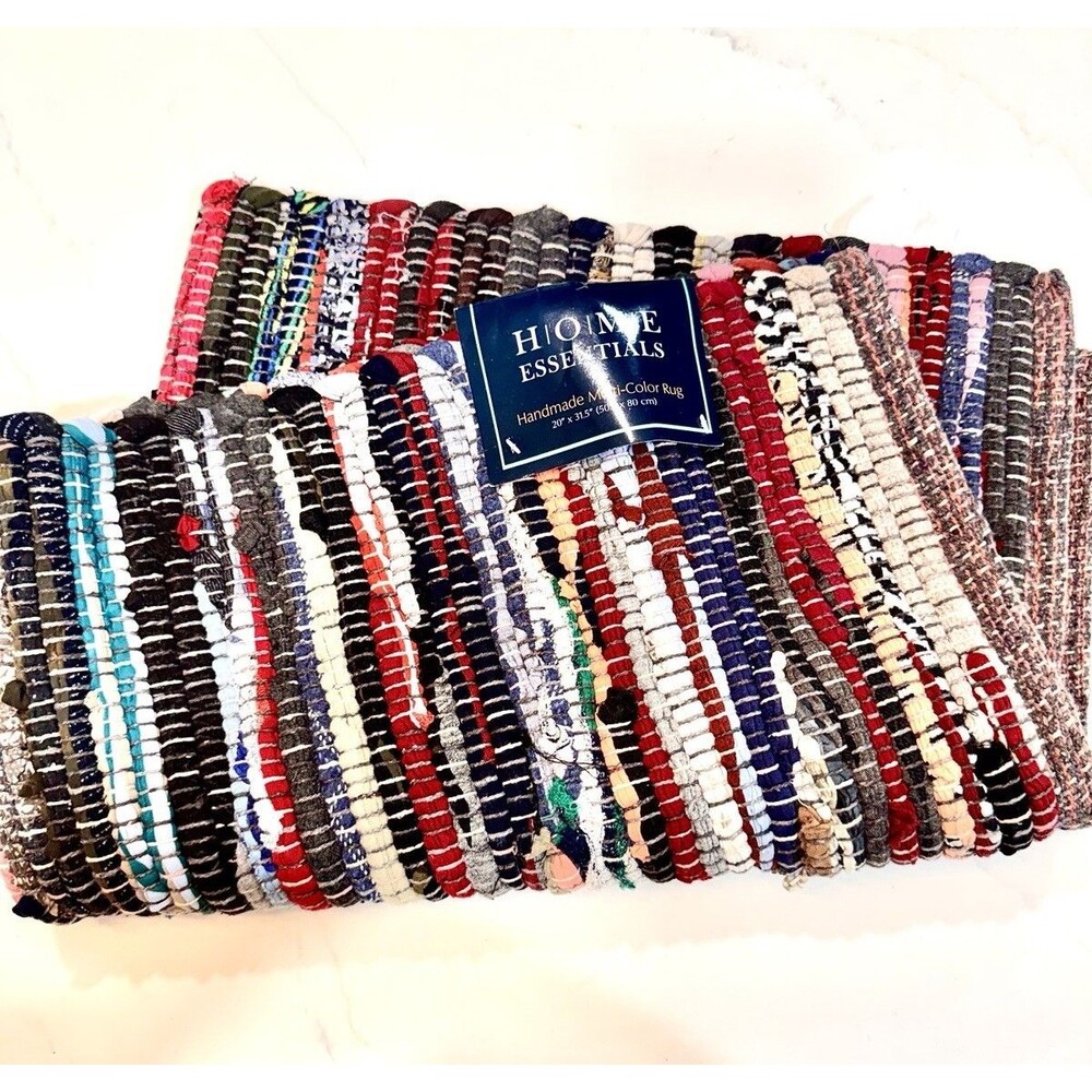Chindi Home Collection Rag Rug Handwoven‎ Multicolor 20x31.5" Boho New Farmhouse